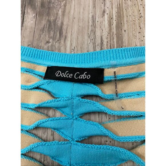 Dolce Cabo Aqua Blue Cutout Shirt Blouse Sz L - Picture 4 of 6